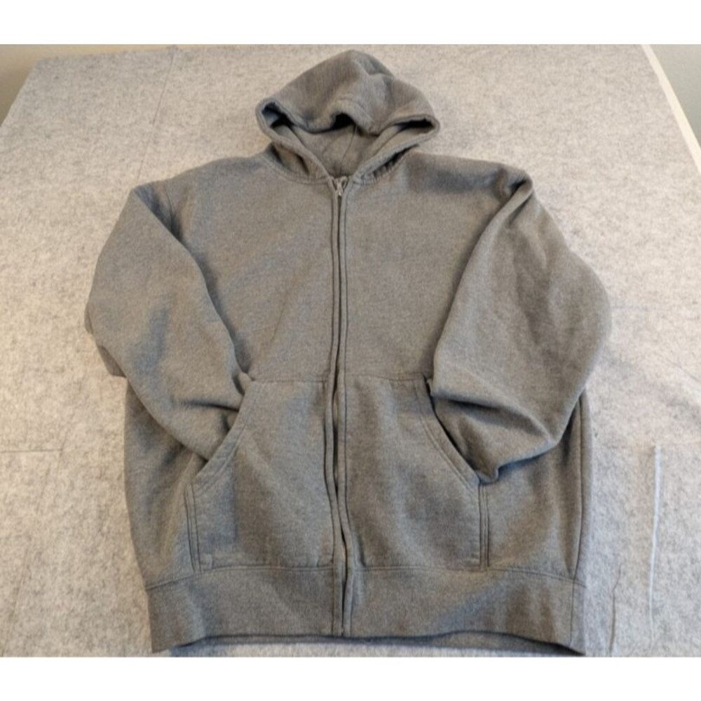 Vintage Independent Trading Company Gray Full Zip Cotton Hoodie Sweatshirt Large